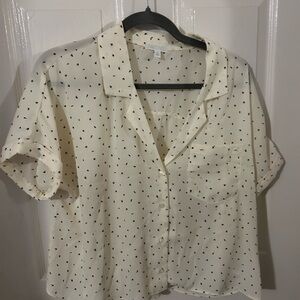 Abound Cream Button Down Shirt with Black Dots